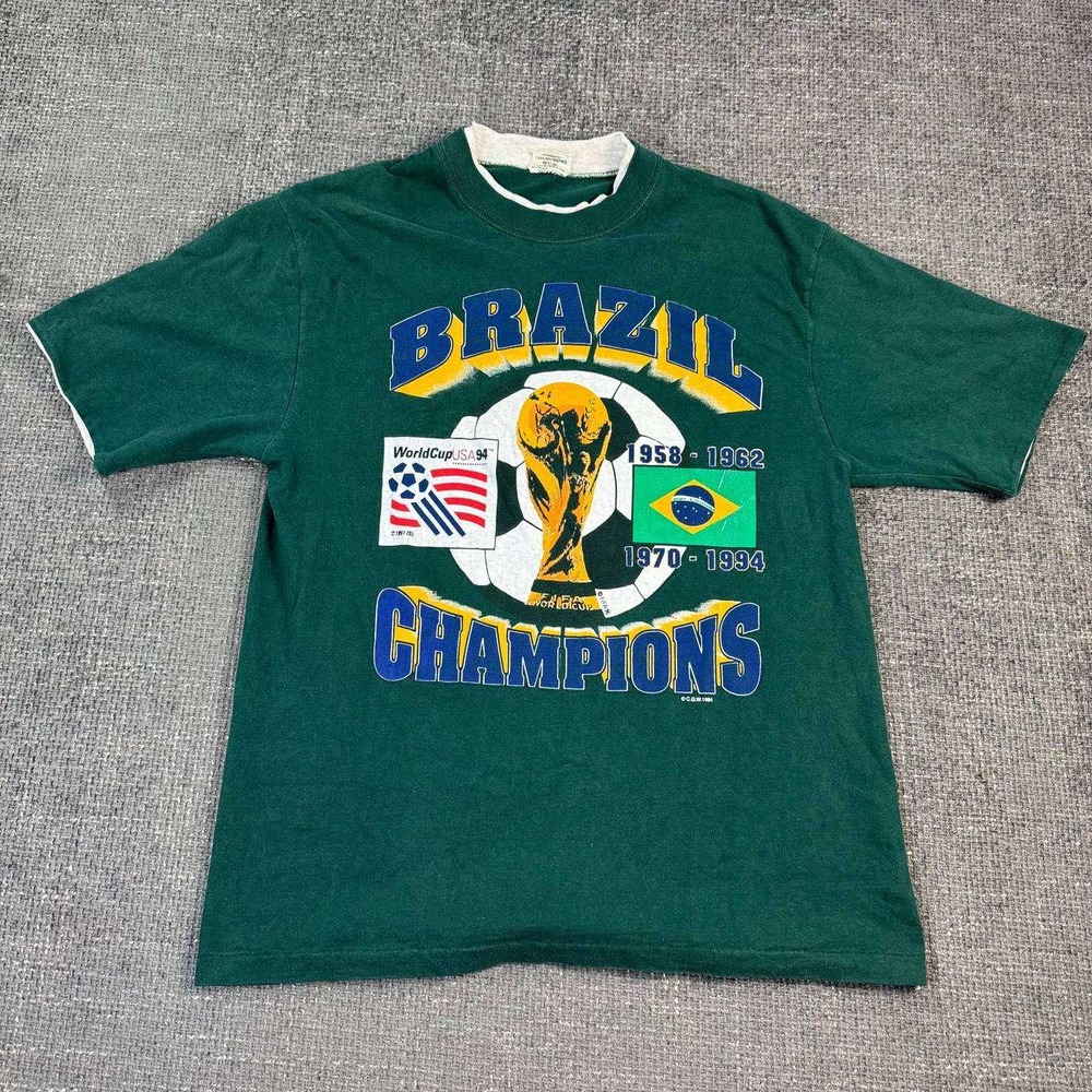 Brazil World Cup 1994 Champions T-Shirt Mens M Green Vintage 90s